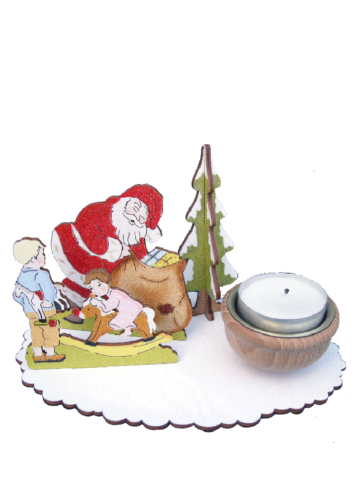 Bastelset Weihnachtsmotiv - Weihnachtsmann mit Geschenke und Kinder