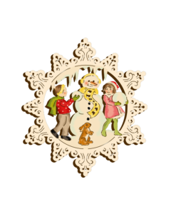 Holz-Behang „Schneemann bauen“ – klassisch