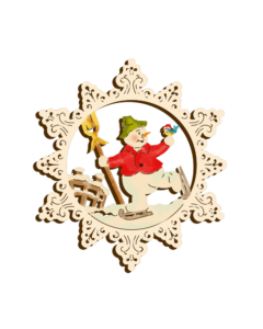 Holz-Behang „Schneemann auf Schlittschuh“ – klassisch