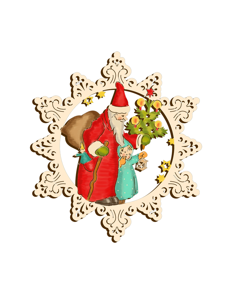 Baumbehang Stern "Weihnachtsmann" klassisch - coloriert Christbaumdekoration Weihnachtssternanhänger