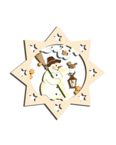 Holz-Behang „Schneemann mit Laterne“