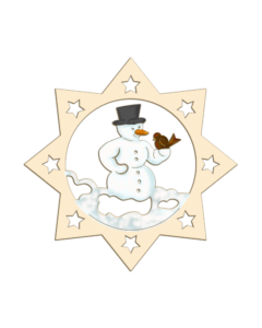Holz-Behang „Schneemann mit Vogel“
