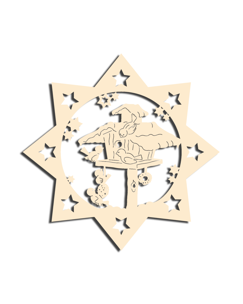 Baumbehang Stern "Vögelhäuschen" natur Christbaumdekoration Weihnachtssternanhänger