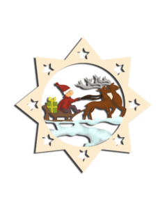 Holz-Behang „Weihnachtsmann-mit-Schlitten“