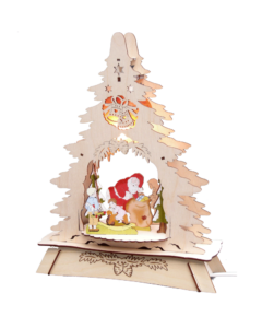 Doppeltes, beleuchtetes Fensterbild „Bescherung“