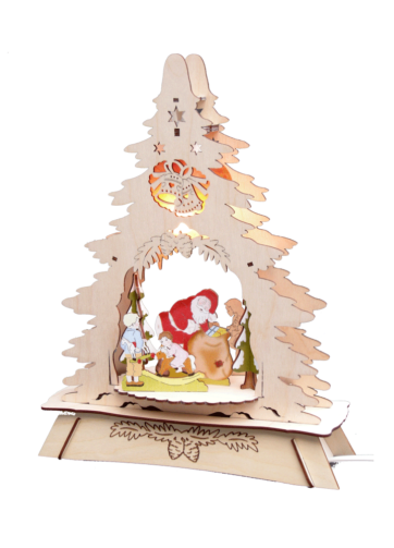 Fensterbild beleuchtet mit Sockel "Bescherung"