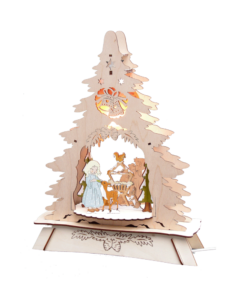 Doppeltes, beleuchtetes Fensterbild „Rehfütterung“