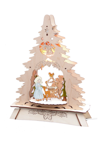 Fensterbild beleuchtet mit Sockel Rehfütterung