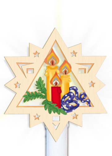 Aufsteckstern für Kerzen mit Motiv