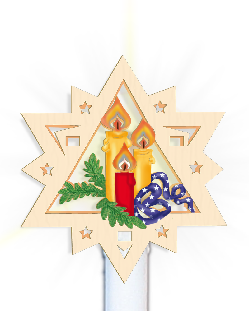 Kerzenaufstecker Stern mit Kerzen bemalt Aufsteckstern für Kerzen mit Motiv