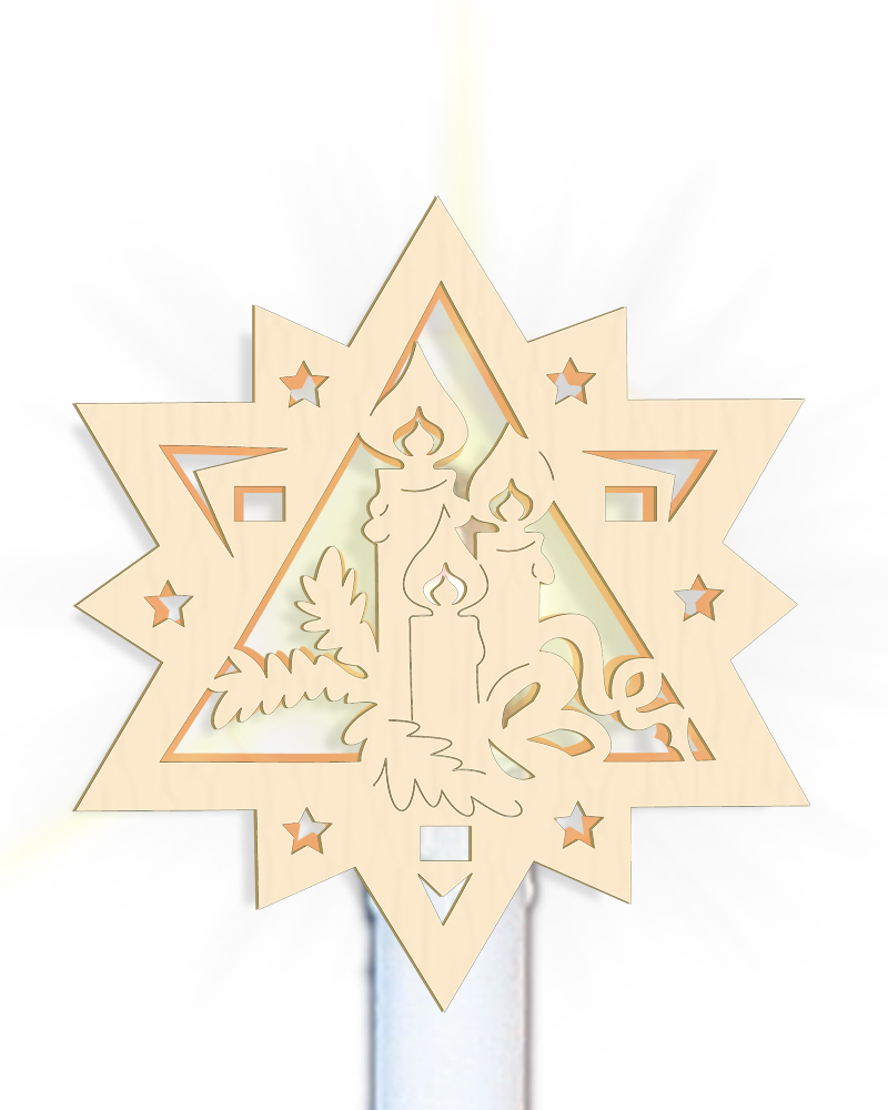Kerzenaufstecker Stern mit Kerzen natur Aufsteckstern für Kerzen mit Motiv