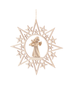 Schnitzengel-Behang<br>„Engel mit Glöckchen“