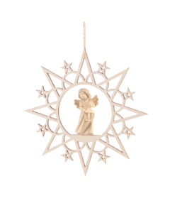 Schnitzengel-Behang<br>„Engel mit Laterne“