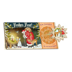 Weihnachts-Karte „Ein Lichtlein brennt“ mit Baumbehang