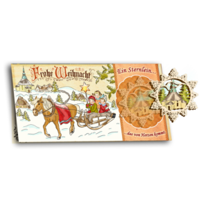 Weihnachts-Karte „Pferde-Schlitten“ mit Baumbehang